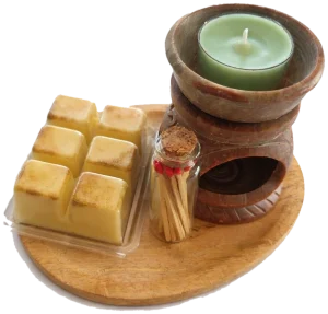 Set de quemador de piedra con wax melts de cera de soja