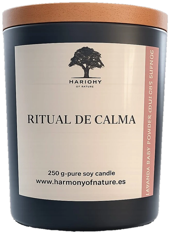 Vela aromática artesanal Ritual de Calma, cera de soja y mecha de algodón