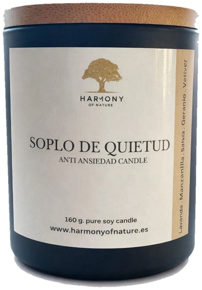 Vela aromática Soplo de Quietud de cera de soja, con lavanda, manzanilla y salvia